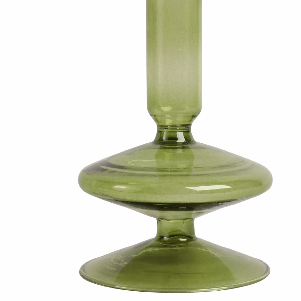 Ellenland Olive Vintage Glass Taper Candle Holder