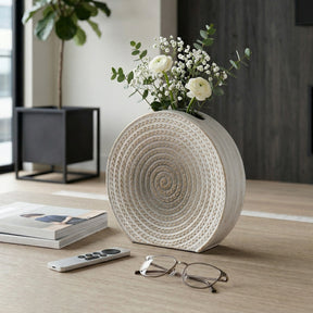Dyer White Metal Round Vase