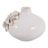 Flynnrun Ivory Dahlia Applique Short Bud Vase