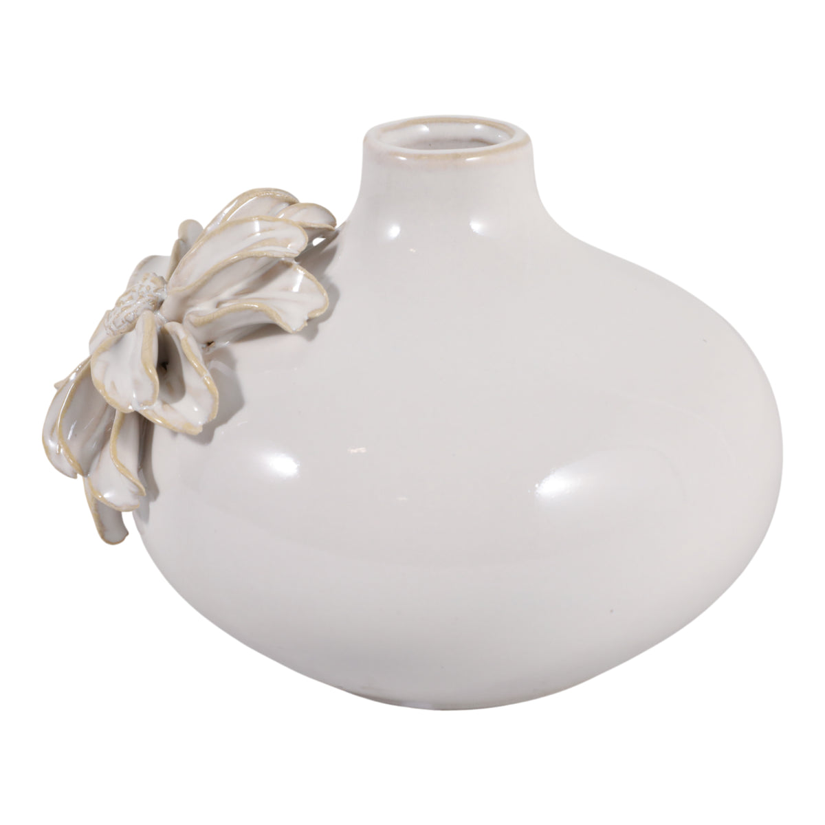 Flynnrun Ivory Dahlia Applique Short Bud Vase
