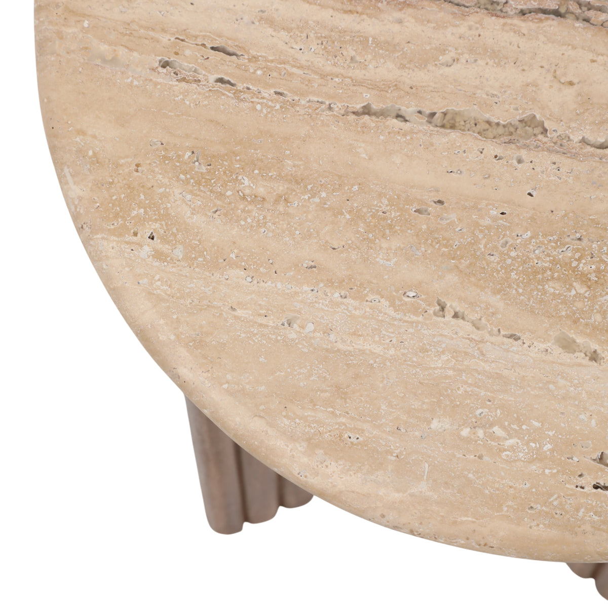 Buena Park Tan Accent Table with Travertine Top