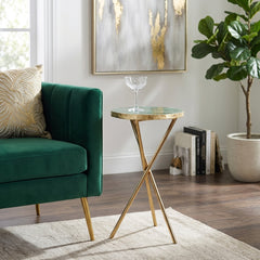 Goldleaf Green/Gold Drink Table with Aventurine Top