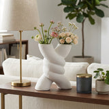 Monola White Twisted X Shape Terracotta Vase