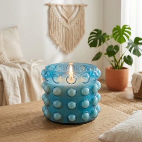 Requa Blue Glass Bubble Candle