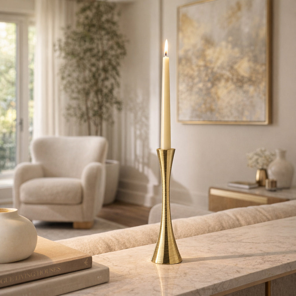 Jimgrey Brass/Brown Small Metal Taper Candle Holder