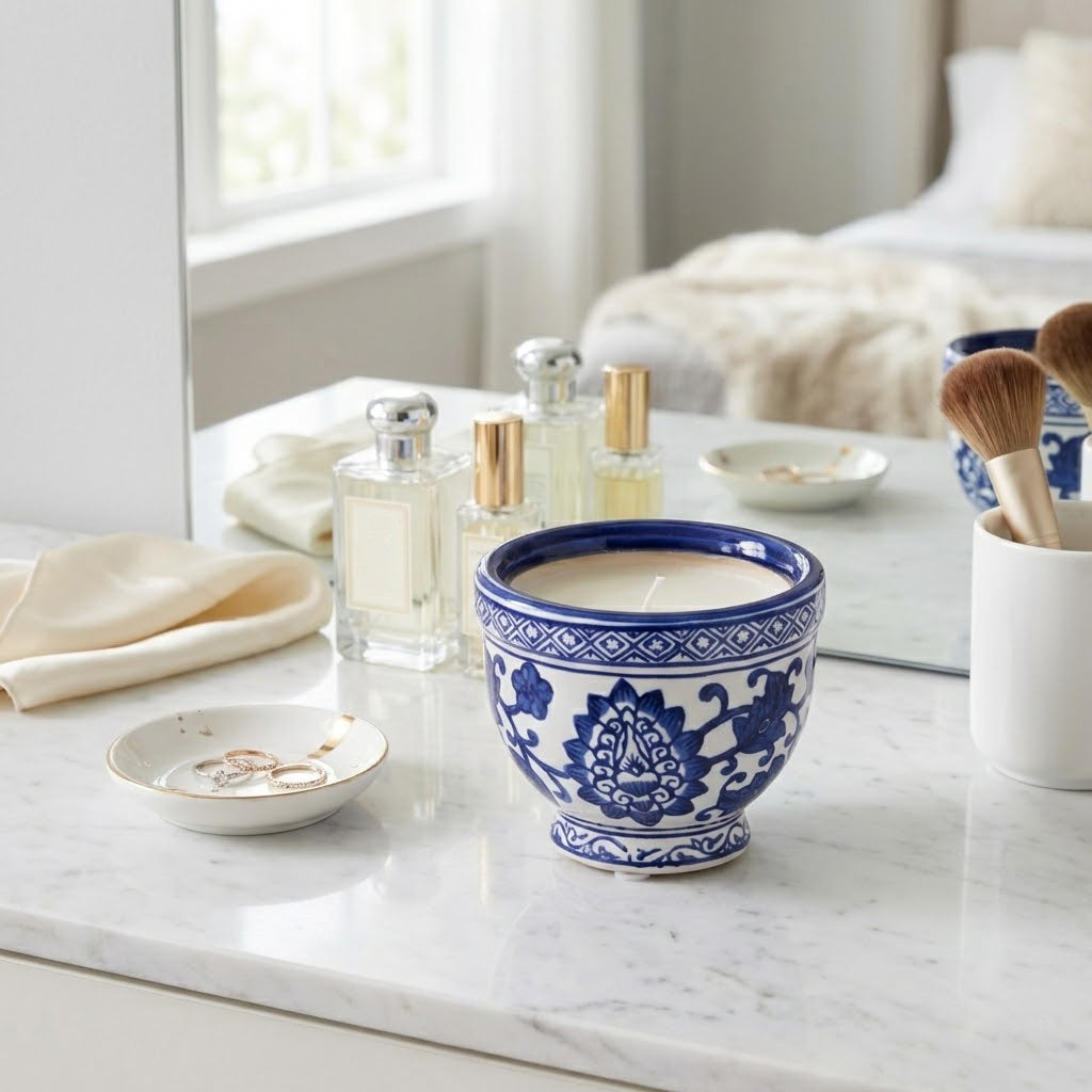 Quinnridge Blue/White Candle