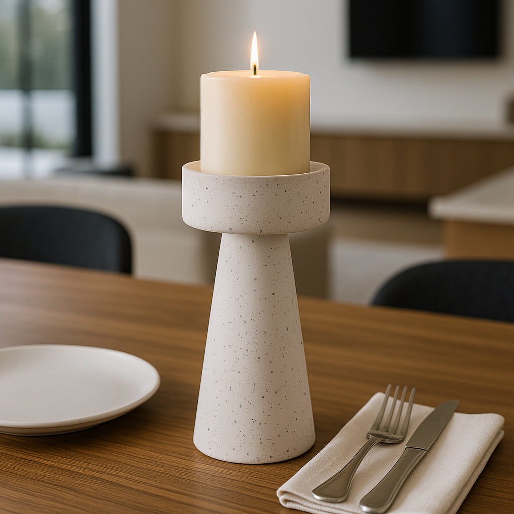 Carlin White Large Candle Holder