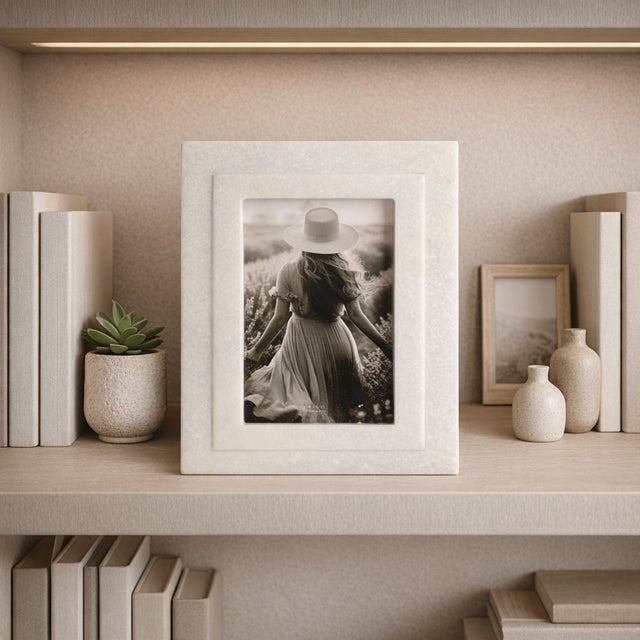 Placentia White 4x6 Marble Border Photo Frame