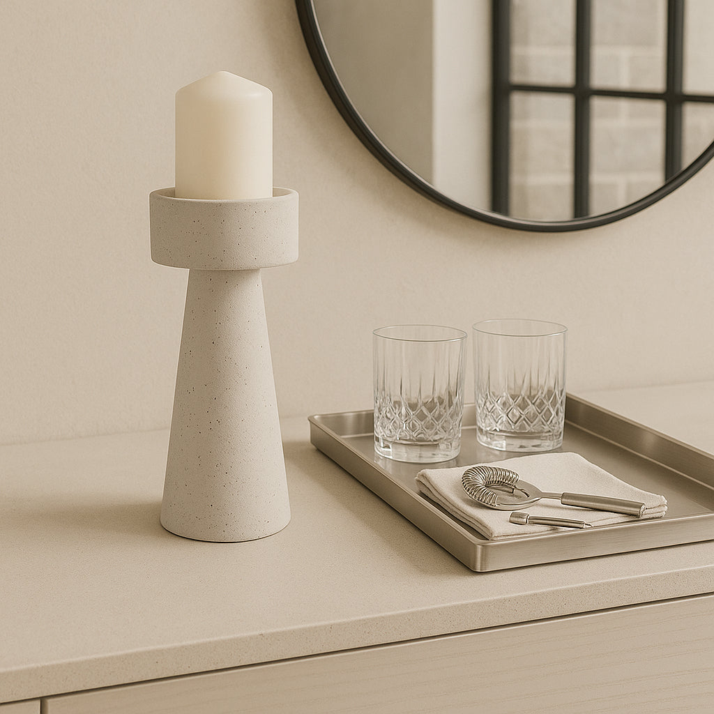 Carlin White Large Candle Holder