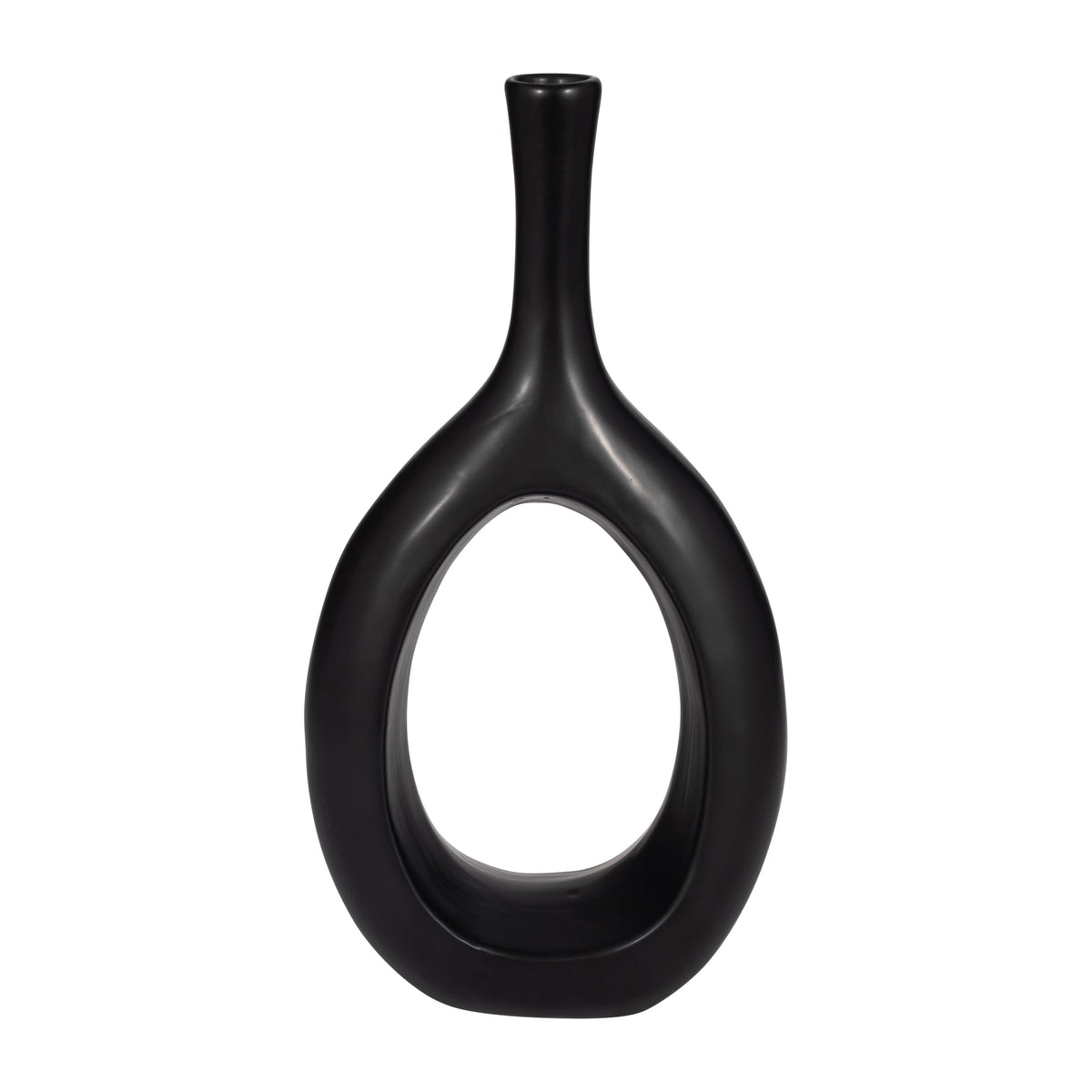 Johnsondale Black Ceramic Curved Open Cut Out Vase