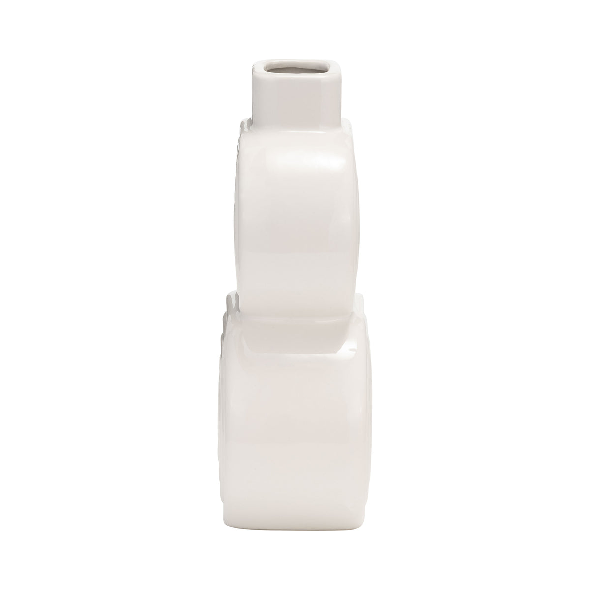 Saxon White Small Ceramic Stacked Circles Vase