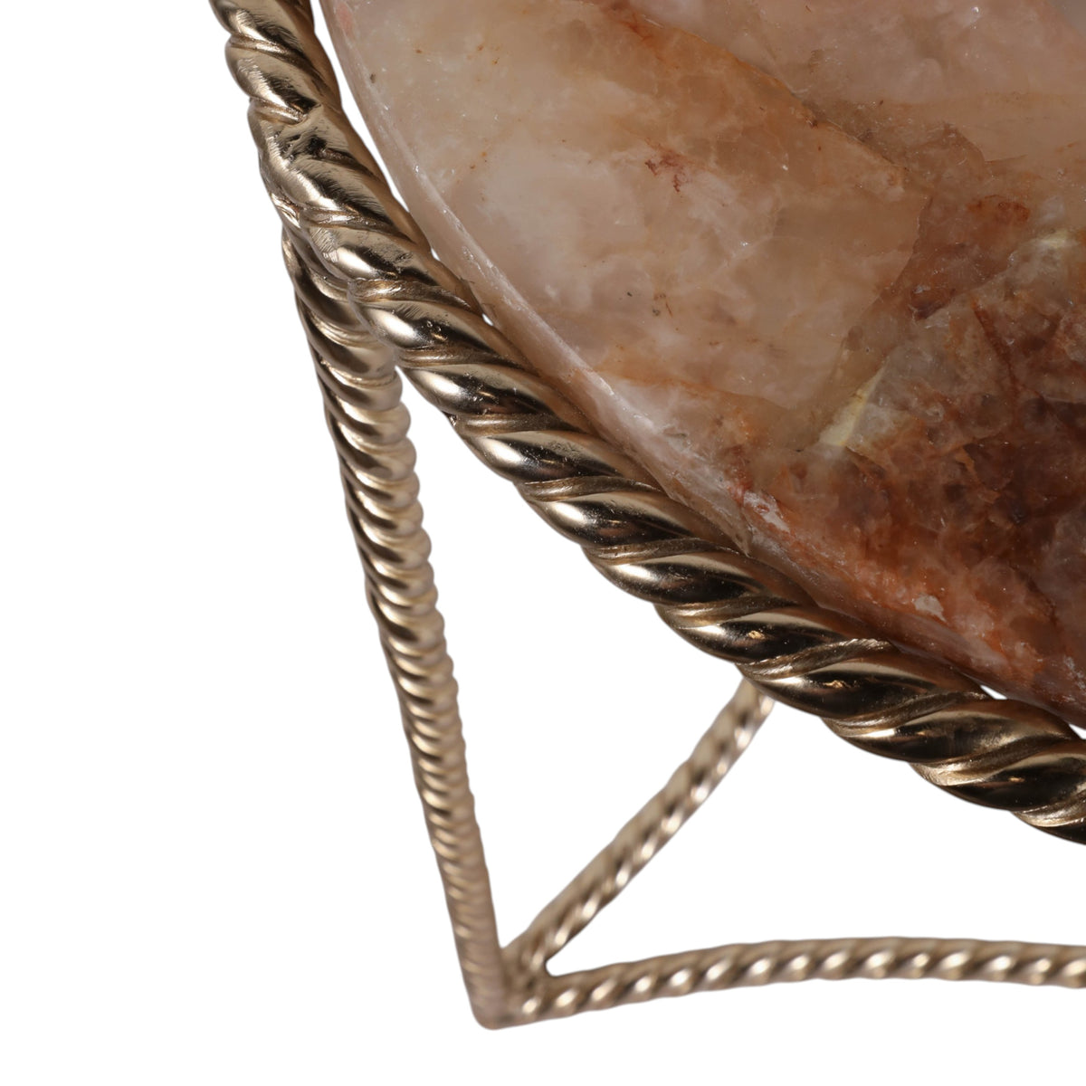 Declez Brown Onyx Quartz Twisted Leg Side Table