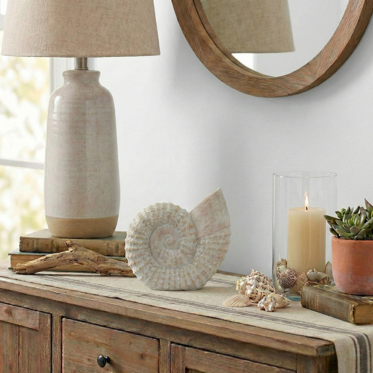 Essexrun White Shell Table Accent Decor