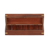La Jolla Brown Wood Dominoes Box
