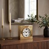Pitco Black/Silver/Gold Metal Table Clock