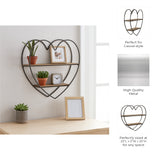 Dana Natural/Black 2 Tier Heart Wall Shelf