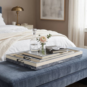 Rivergrove Blue/Gray Resin Stripe Lines Trays (Set of 3)