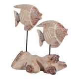 Shandon Tan/White 2 Fish Natural Wood on Stand