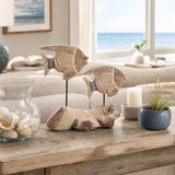 Shandon Tan/White 2 Fish Natural Wood on Stand