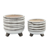 Montara White Ceramic Footed Planters (Set of 2)