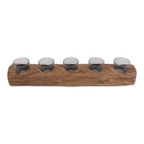 Shrub Light Brown Wood Log 5-Cup Tealight Holder