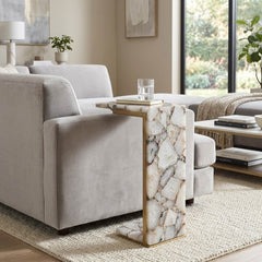 Moore White/Gold Agate C-Table