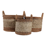 Valona Natural Banana Leaf and Seagrass Baskets (Set of 3)