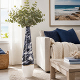 Chappo Ivory/Navy Metal Neptune Floor Vase