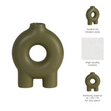 The Oaks Olive Ceramic Donut Footed Vase