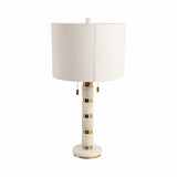 Plainview White/Gold Stacked Marble Lamp with 2 Pulls