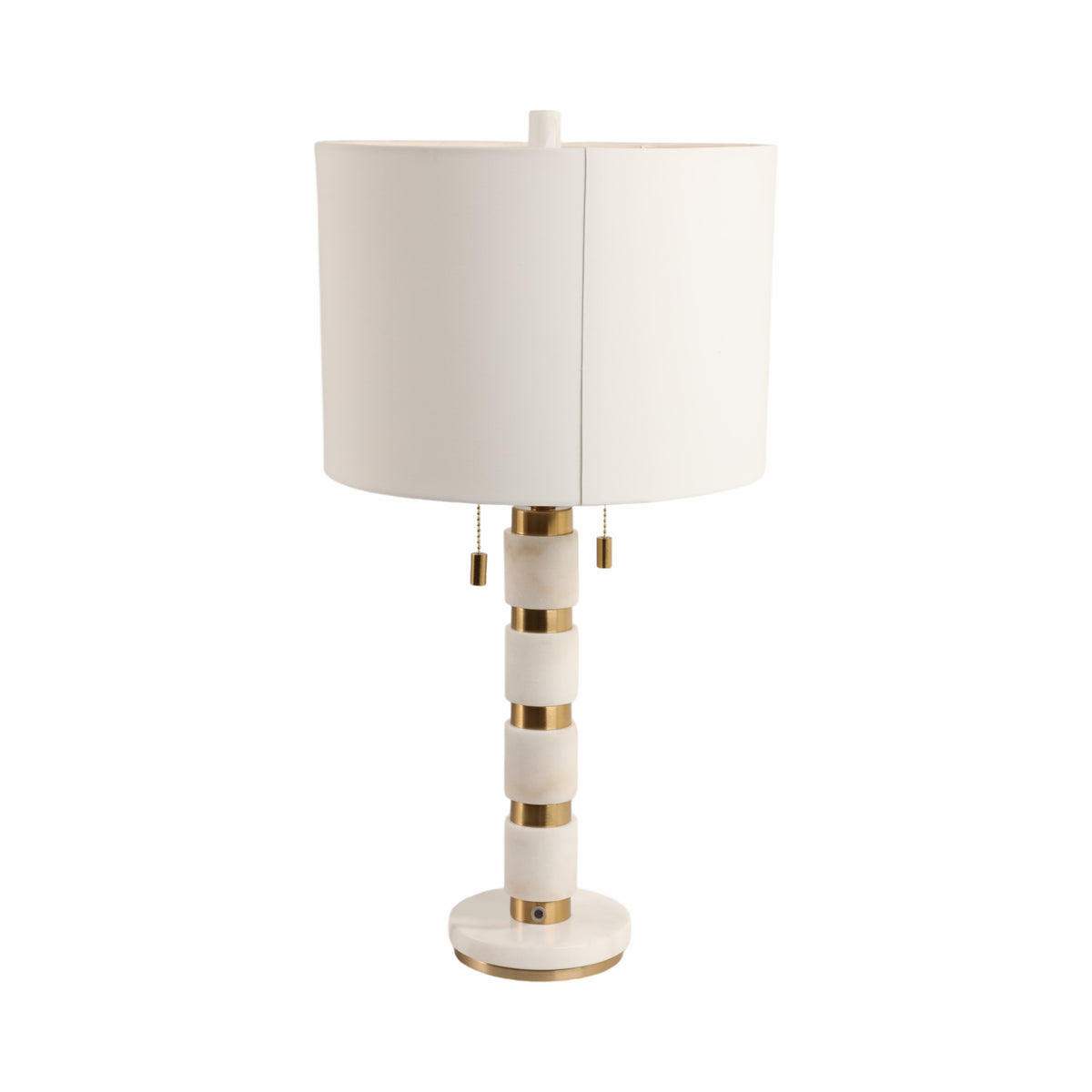 Plainview White/Gold Stacked Marble Lamp with 2 Pulls