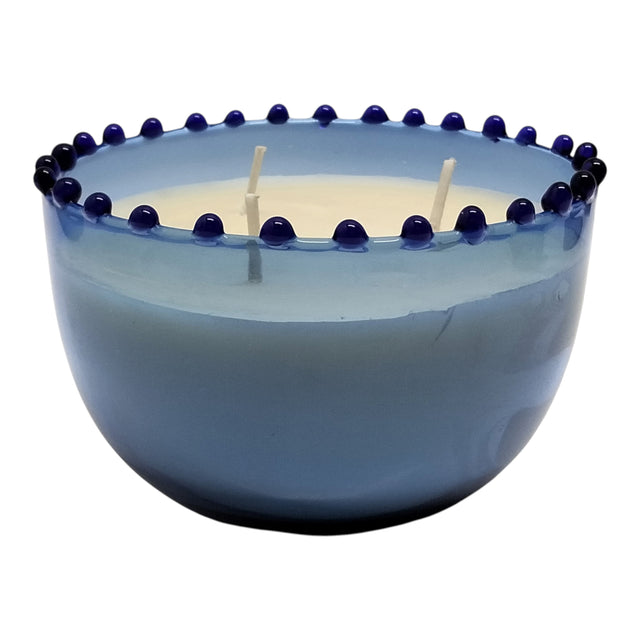 Mendocino Blue Jasmine Beaded Trim Candle