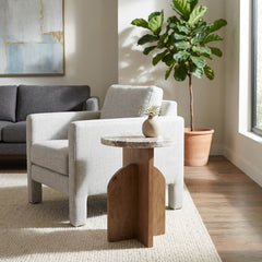 Truckhaven Brown Modern Thick Accent Table with Marble Top