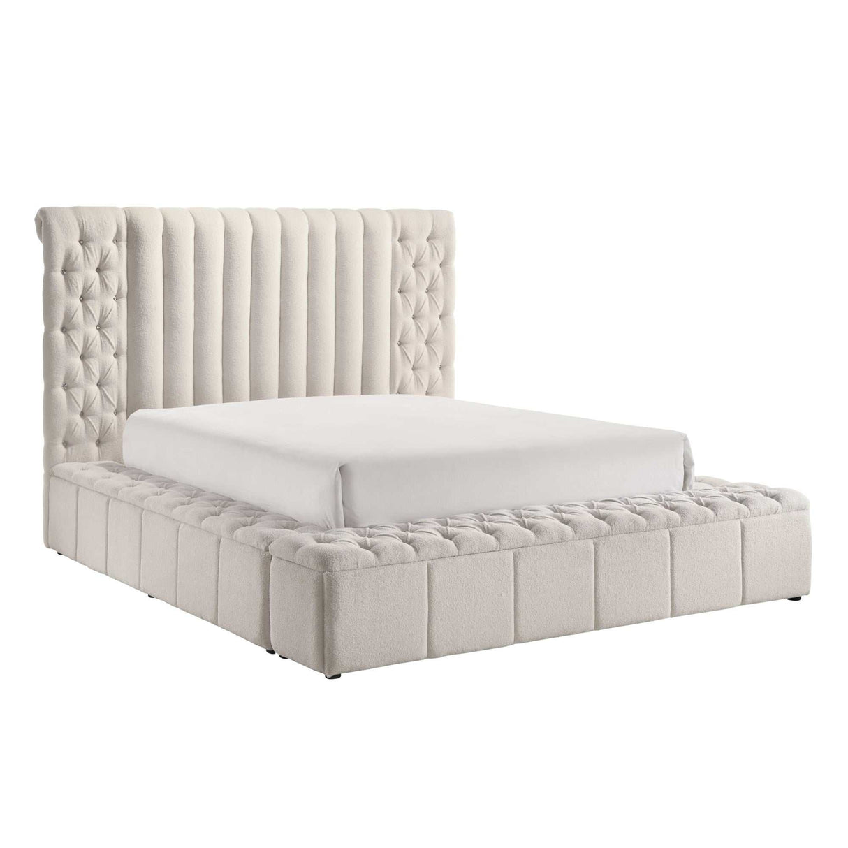 Danbury White Boucle King Storage Bed - Ornate Home