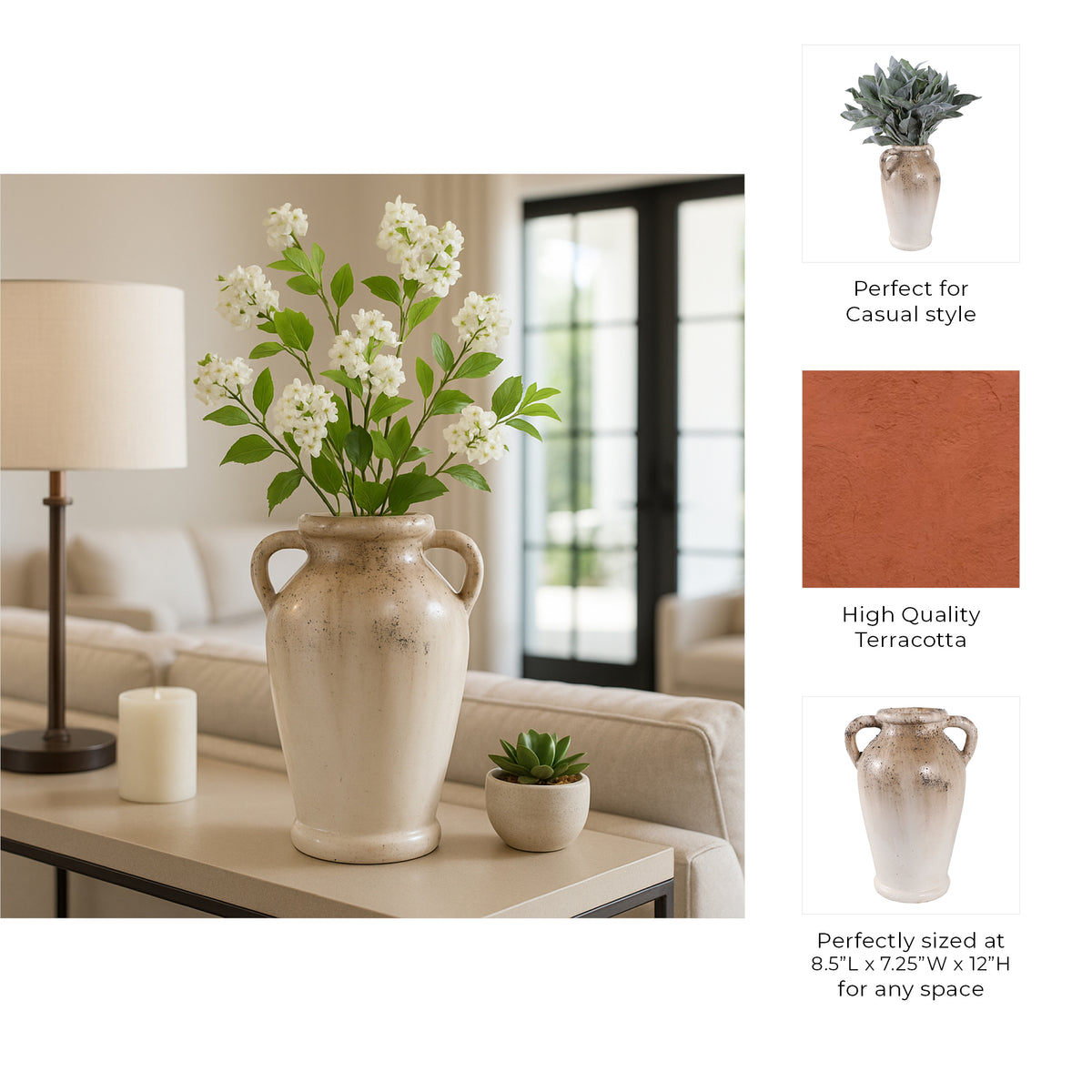 Maxwellrose Ivory/Brown Small Vase