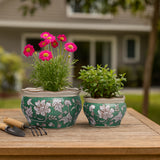 Watsoncliff Green/White/Brown Planters (Set of 2)