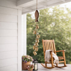 Faria Gold Metal and Wood Fish Bells Chime