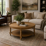 Sandia Brown Traditional Coffee Table with Shelf