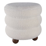 Bonetti Ivory Ribbed Teddy Ottoman with Ball Feet