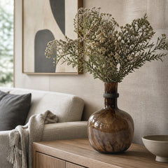 Lugo Brown Large Curved Glass Vase with Band