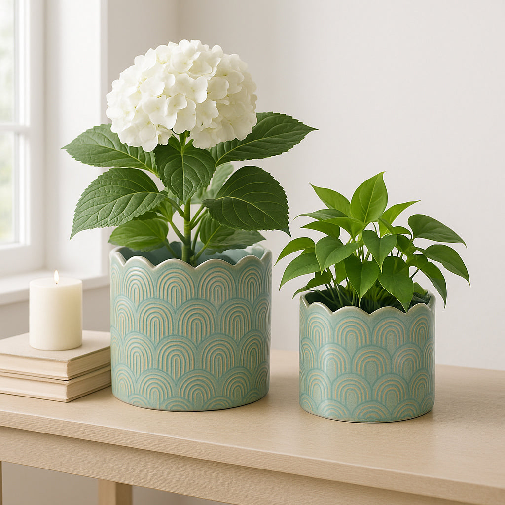 Morganwind Sage Green Arch Planters (Set of 2)