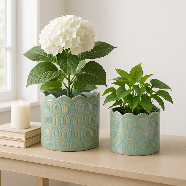 Morganwind Sage Green Arch Planters (Set of 2)
