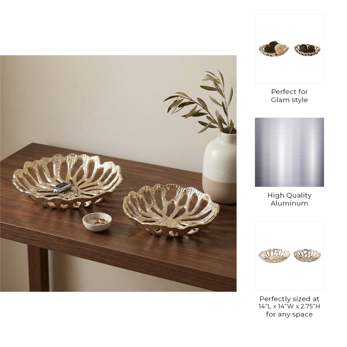 Peytonwood Gold Bowls (Set of 2)