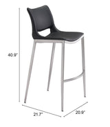 Ace Black & Silver Barstool (Set of 2)