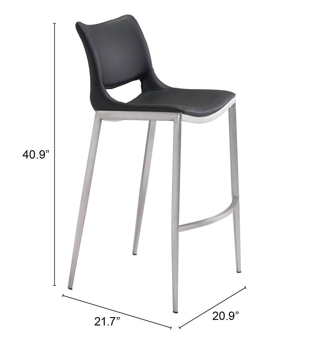 Ace Black & Silver Barstool (Set of 2)
