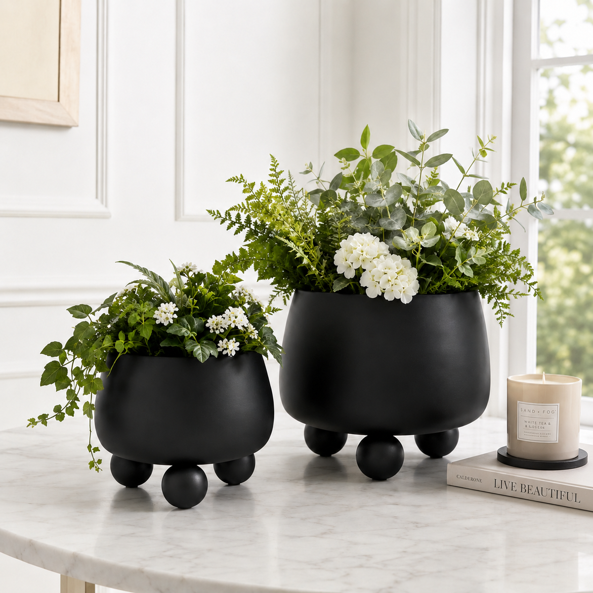 Albafield Black Planters (Set of 2)
