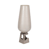 Perry Pearl/White Glass Vase with Metal Base