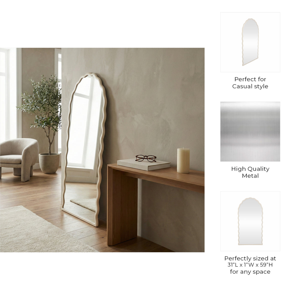 Elroyhaven White Wavy Leaner Mirror