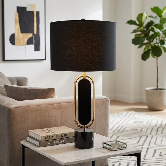 Lamont Gold/Black Metal/marble Table Lamp