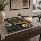 El Segundo Multicolor Metal and Glass Trays (Set of 2)